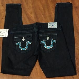 NWT True Religion Skinny Jeans Turquoise Diamondbk
